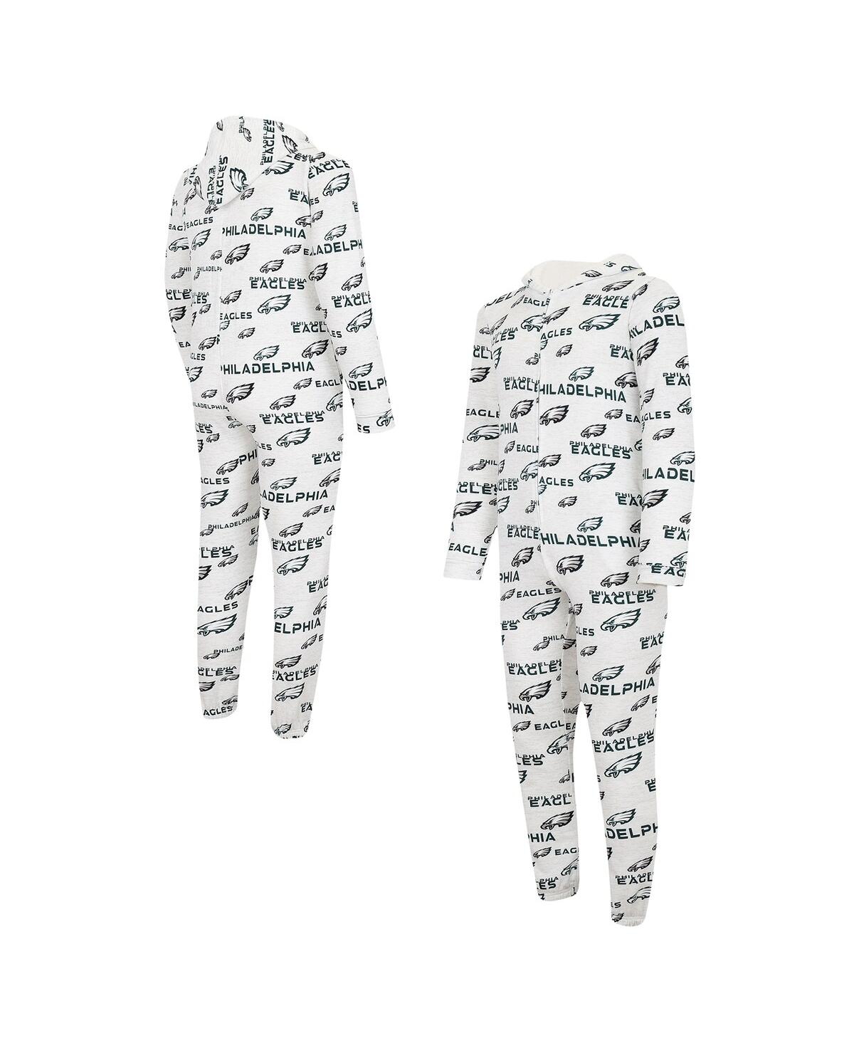 Men's Concepts Sport White Philadelphia Eagles Allover Print Docket Union Full-Zip Hooded Pajama Suit - White