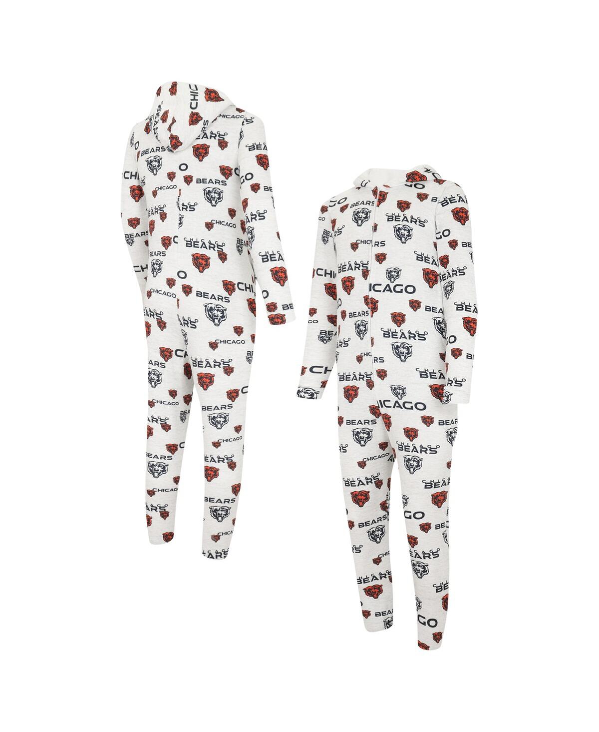 Concepts Sport Men's  White Chicago Bears Allover Print Docket Union Full-zip Hooded Pajama Suit