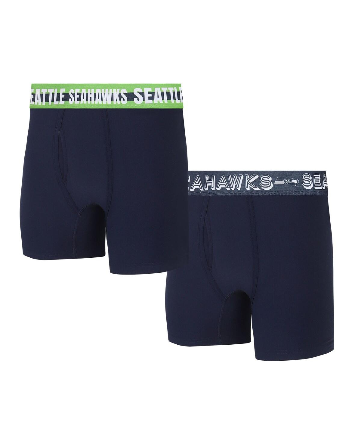 Concepts Sport Seattle Seahawks Gauge Knit Boxer Brief Two-pack In Navy