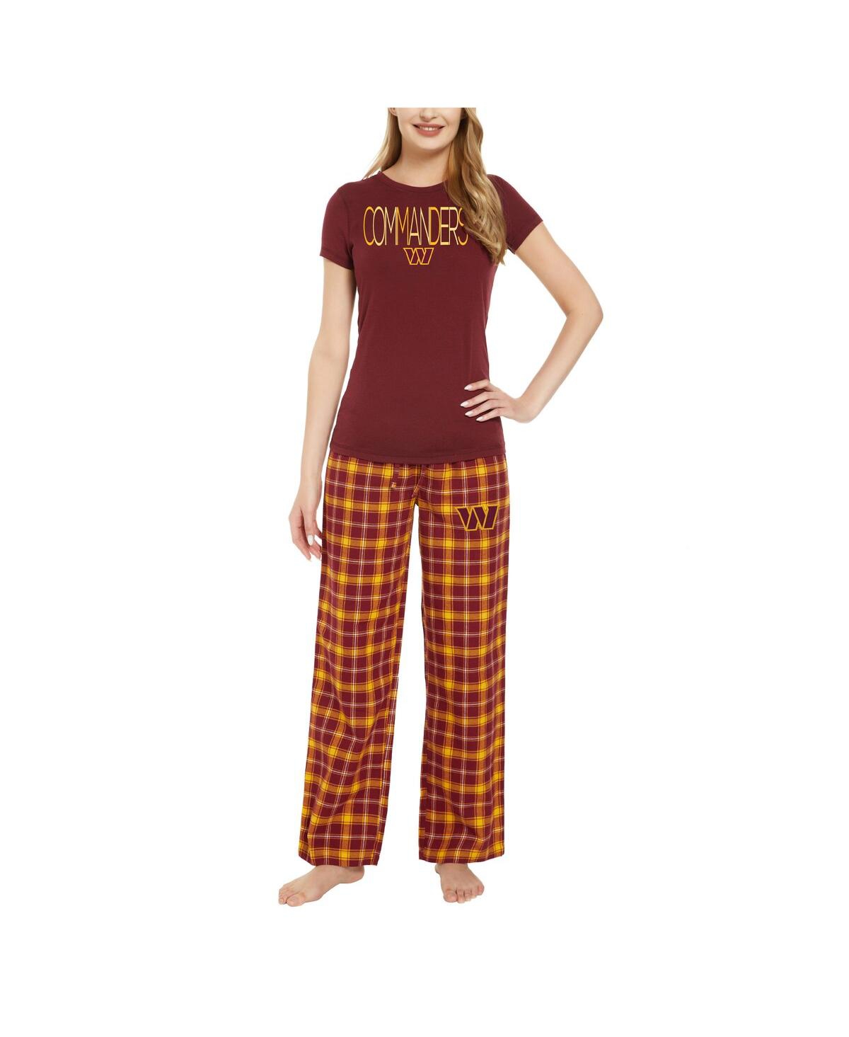 Shop Concepts Sport Women's  Burgundy, Gold Washington Commanders Arctic T-shirt And Flannel Pants Sleep S In Burgundy,gold