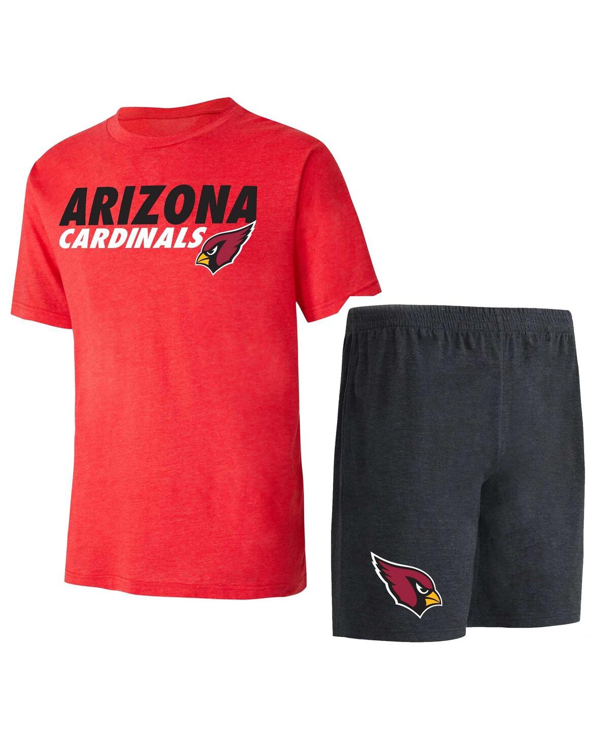 Shop Concepts Sport Men's  Black, Cardinal Arizona Cardinals Meter T-shirt And Shorts Sleep Set In Black,cardinal