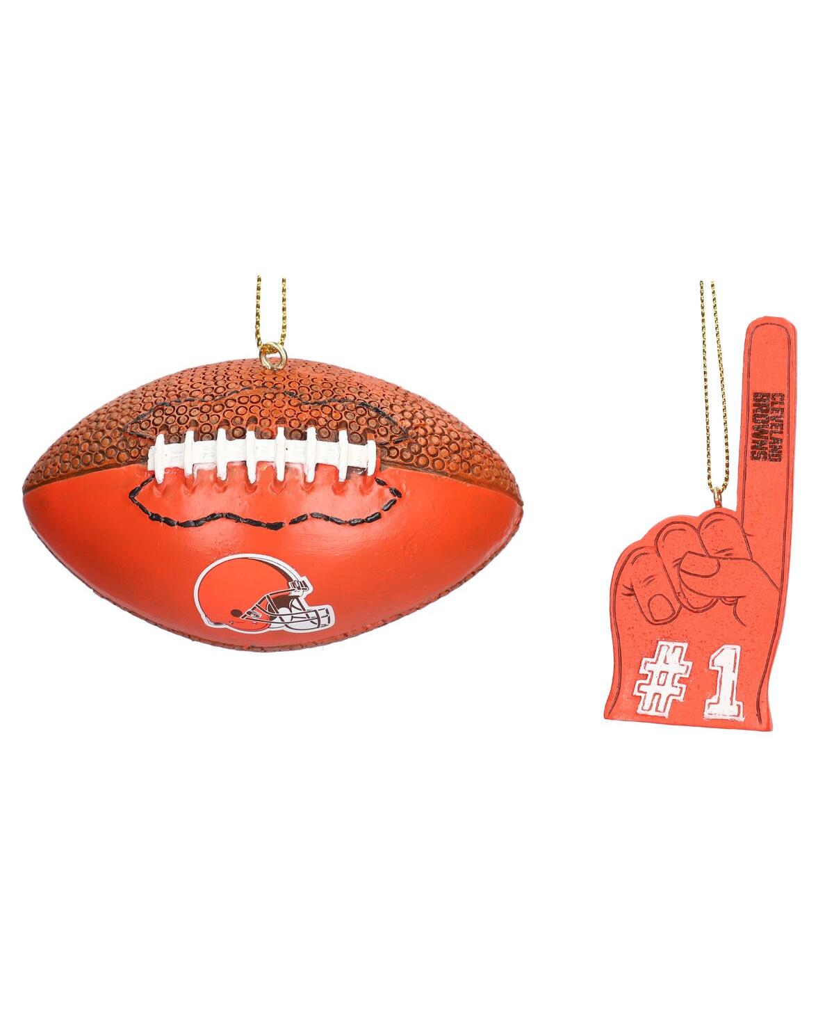 Memory Company The  Cleveland Browns Football And Foam Finger Ornament Two-pack In Multi