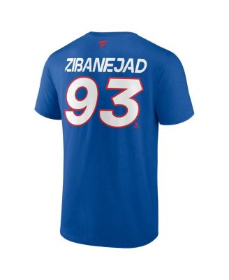 Men's Mika Zibanejad Blue New York Rangers Authentic Pro Prime Name and Number T-shirt