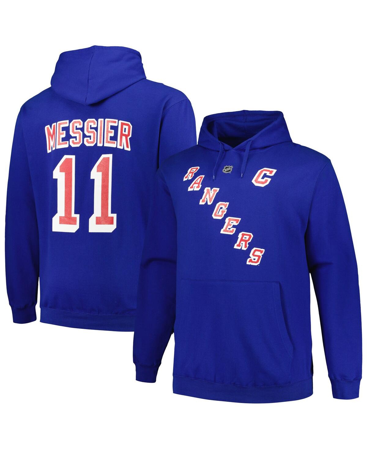 Shop Profile Men's  Mark Messier Blue New York Rangers Big And Tall Name And Number Pullover Hoodie