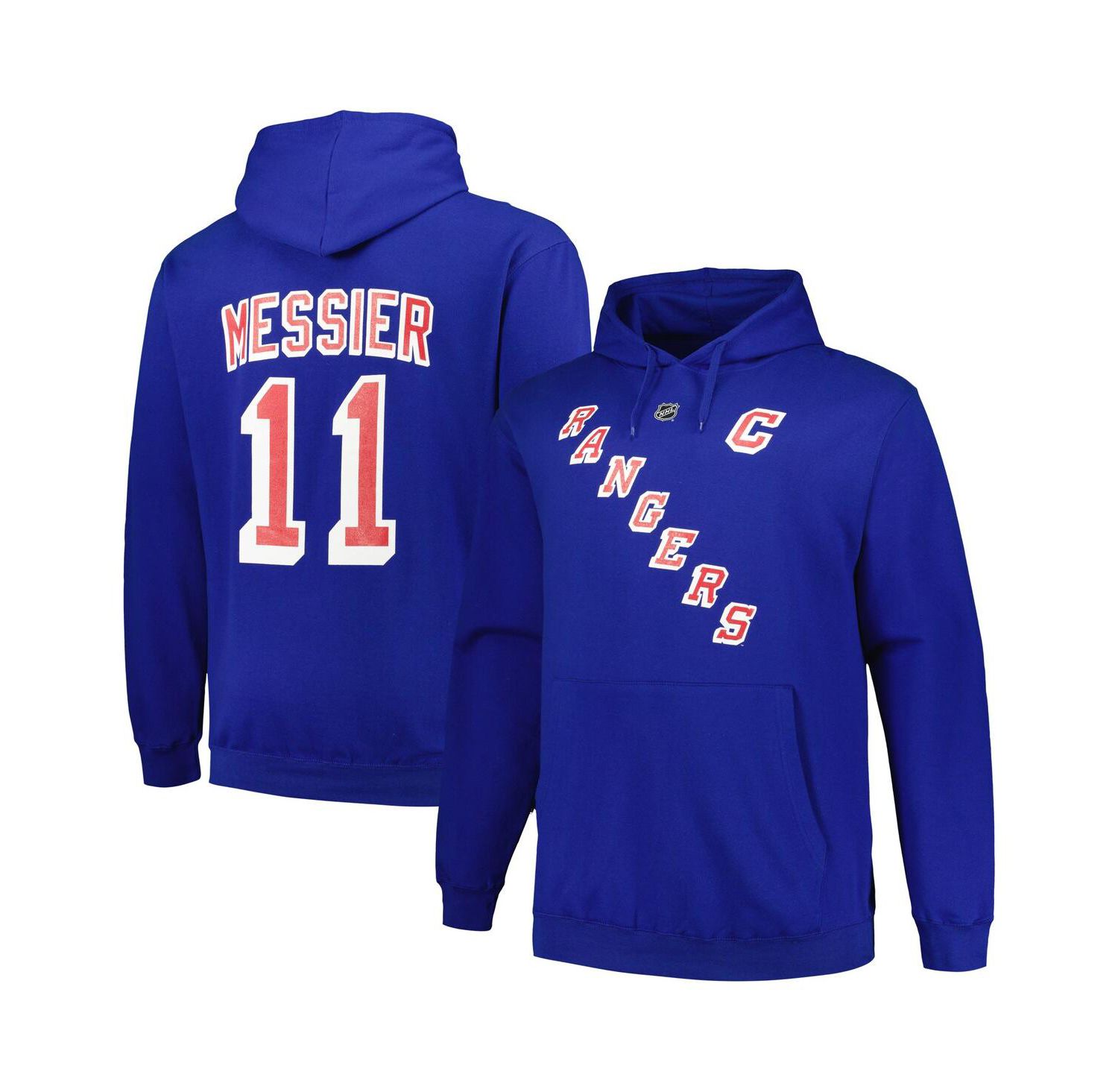 Men's Mark Messier Blue New York Rangers Big and Tall Name and Number Pullover Hoodie