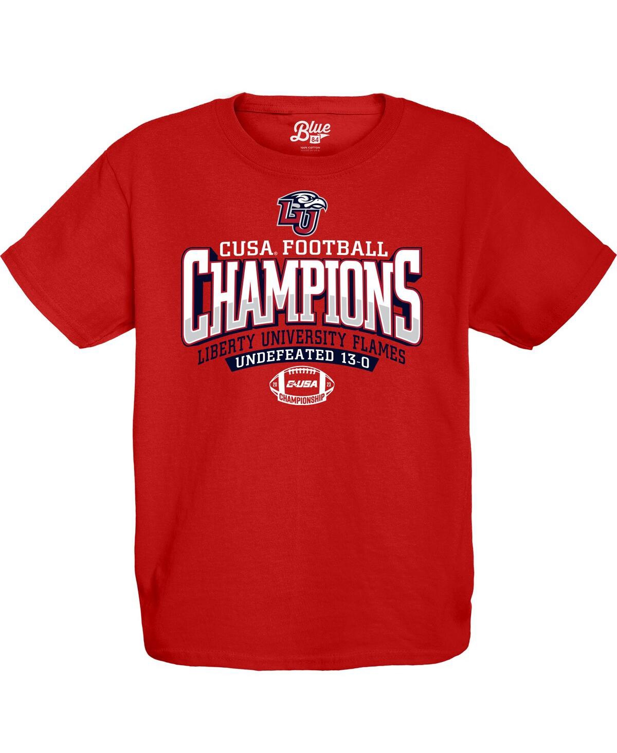 Blue 84 Kids' Big Boys  Red Liberty Flames 2023 C-usa Football Conference Champions T-shirt