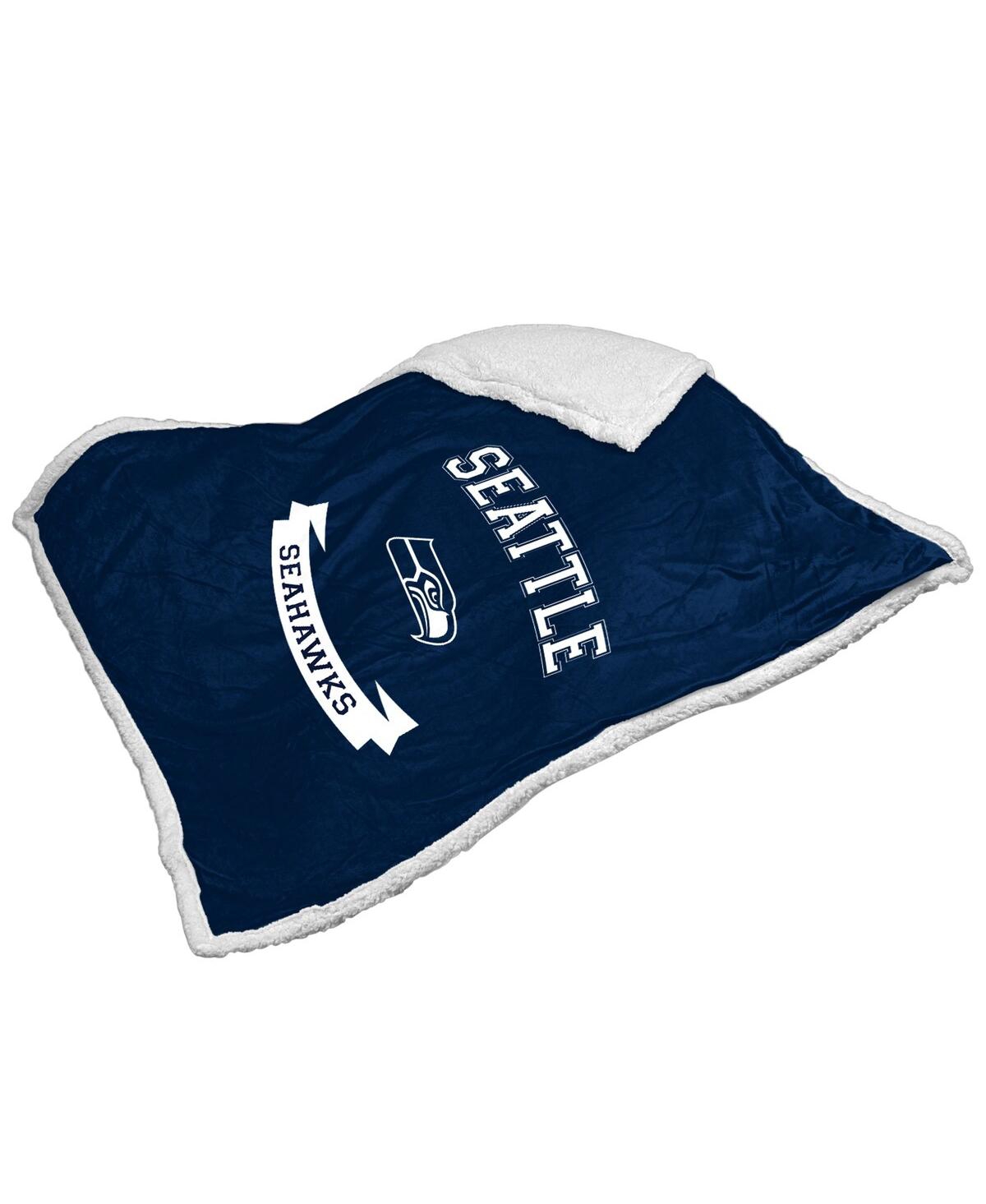 Logo Brands Seattle Seahawks 50" X 60" Sherpa Blanket In Navy