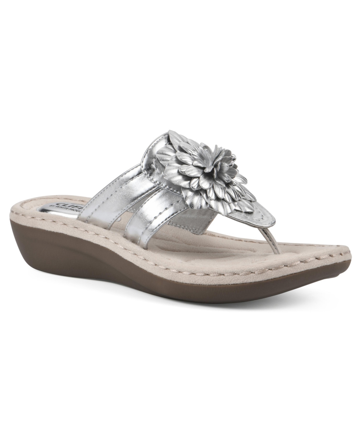 Women's Cassia Thong Sandal - Silver Metallic Smooth- Polyurethane