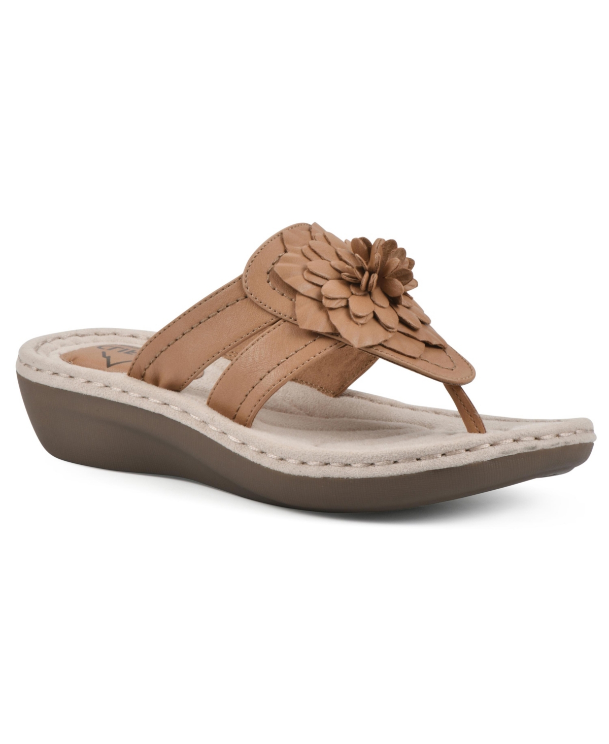 Cliffs By White Mountain Women's Cassia Thong Sandal In Tan Smooth- Polyurethane