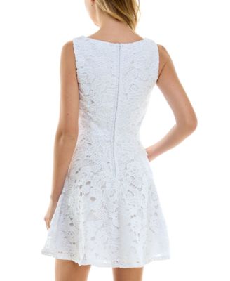 Juniors' Lace Square-Neck Skater Dress