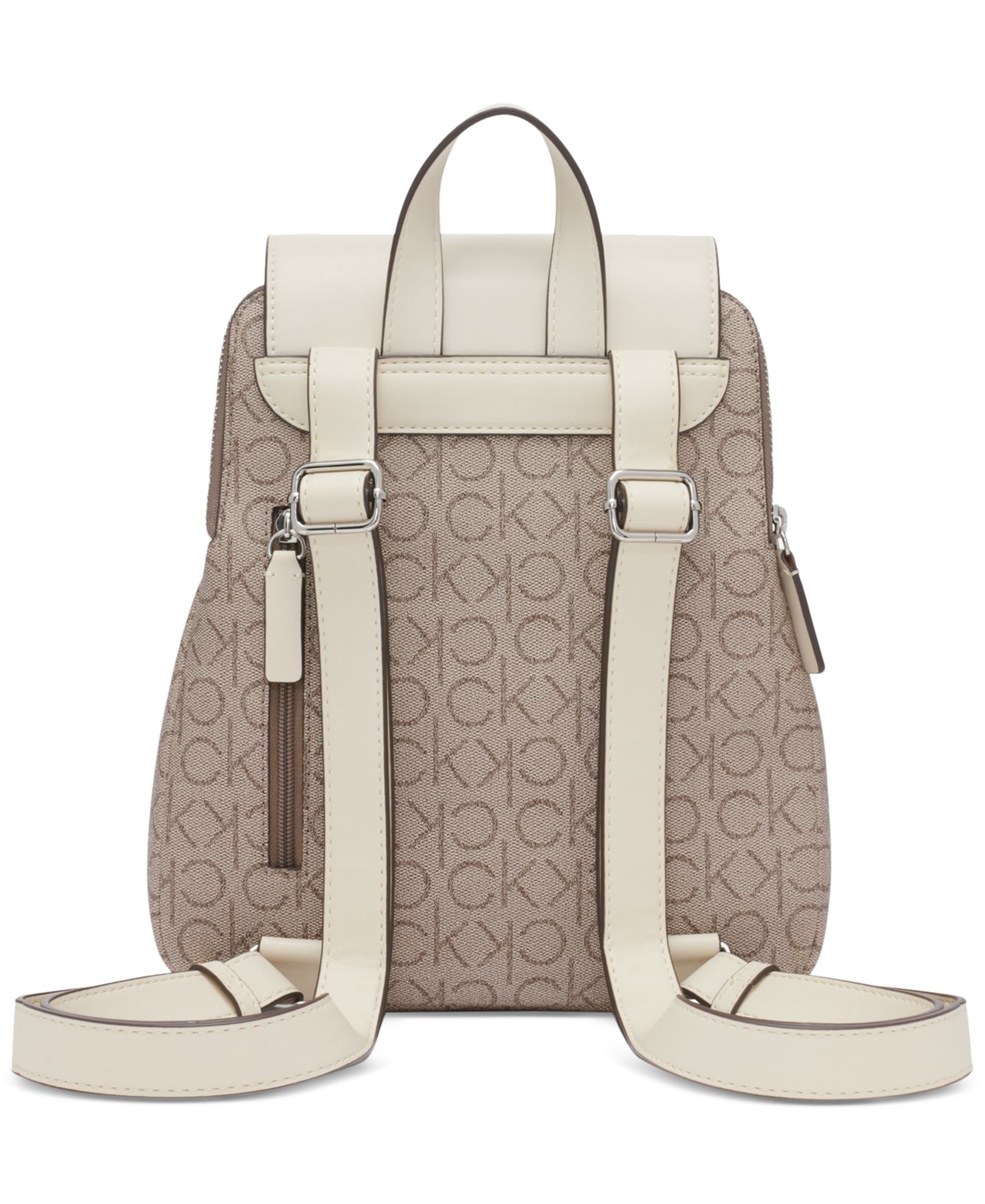 Рюкзак Calvin Klein Garnet Signature Triple Compartment, цвет: Миндальный серо-коричневый / Белый — фото 5