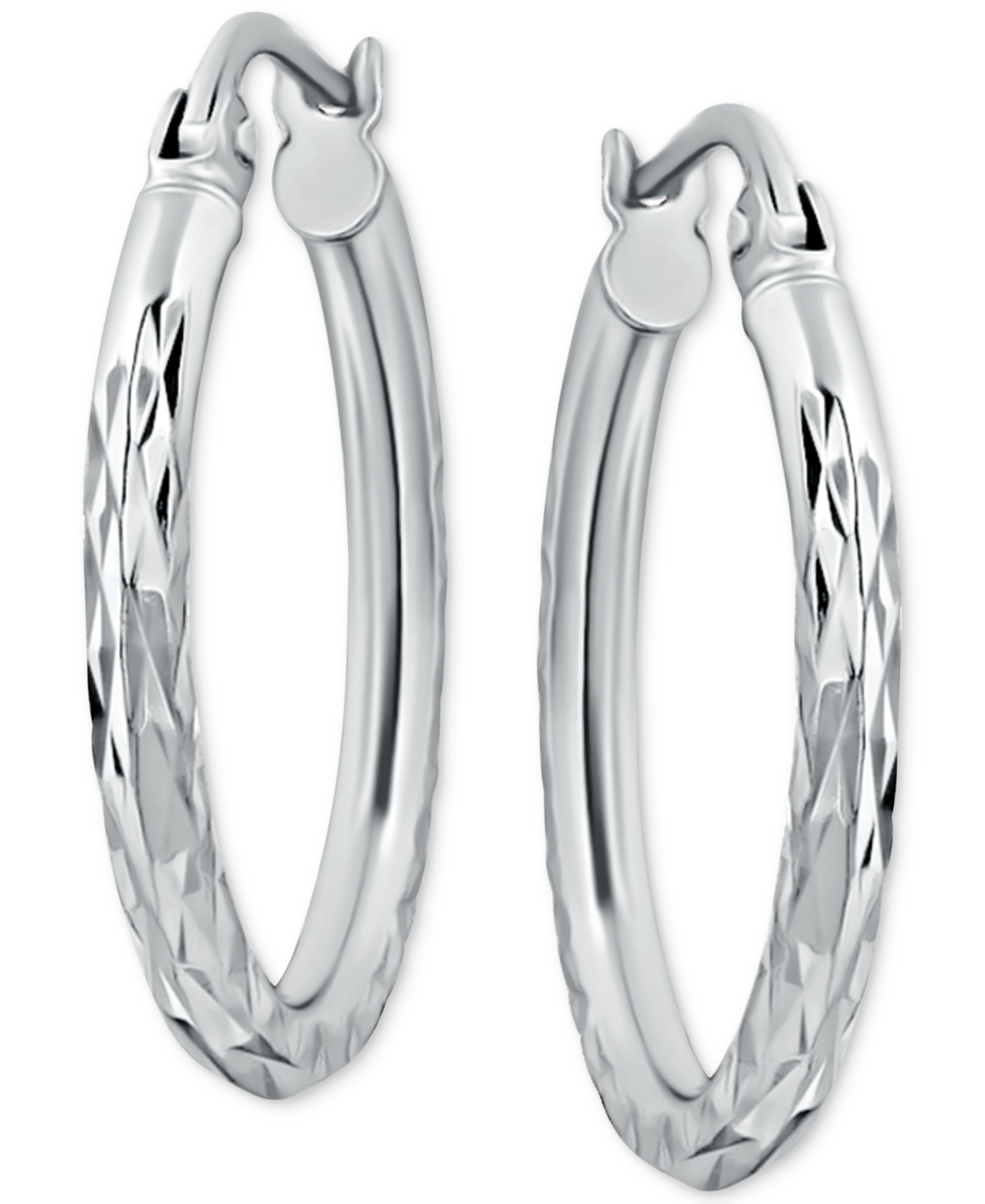 Giani Bernini Textured Tube Small Hoop Earrings in Sterling 25mm, Created for Macy's - Silver