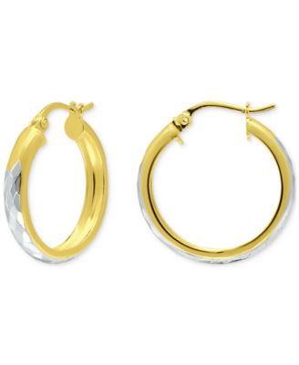 Giani Bernini - Two-Tone Textured Small Hoop Earrings in Sterling Silver & 18k Gold-Plate, 20mm