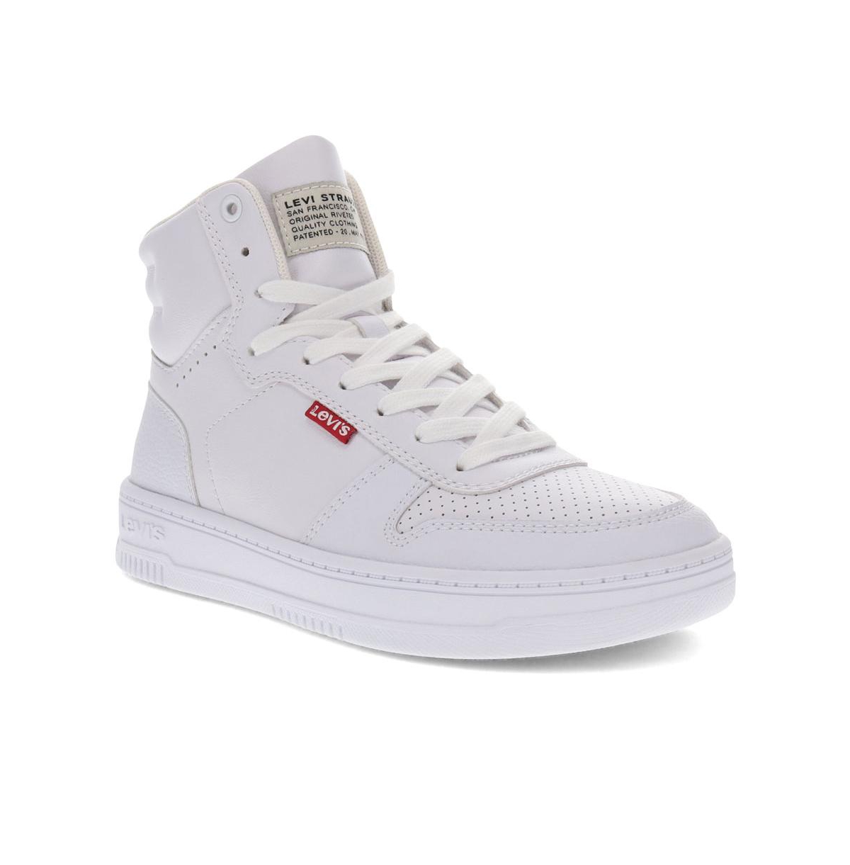 Levi's Women's Drive Hi Synthetic Leather Casual High-top Sneaker Shoe In White Mono
