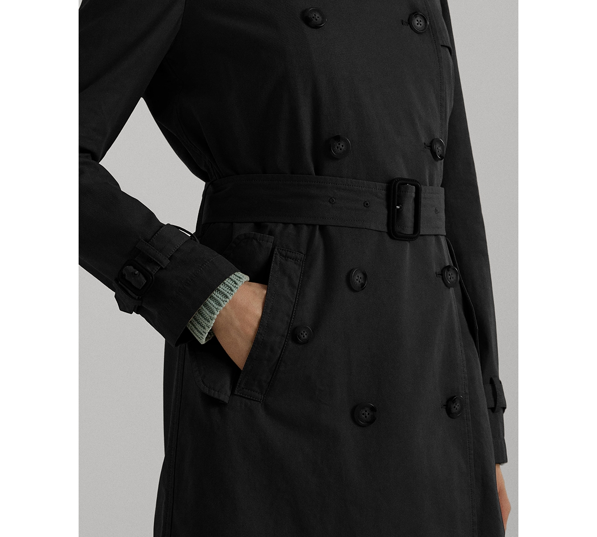 Shop Lauren Ralph Lauren Women's Double-breasted Trench Coat In Black
