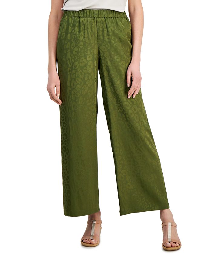 JM Collection Women's Satin Jacquard Wide-Leg Pants, Created for Macy's ...