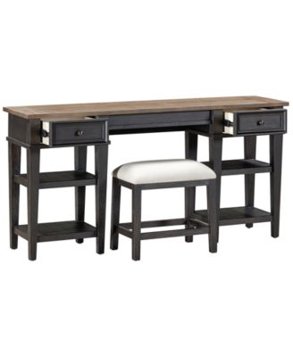 Dawnwood 60" Wood Sofa Writing Table with Stools, Created for Macy's