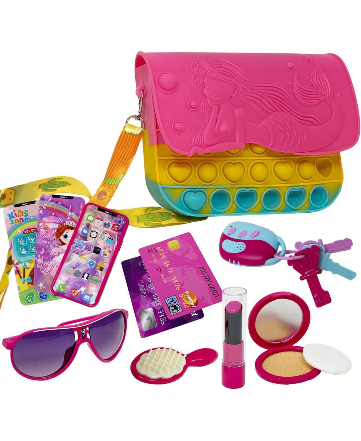Детский игровой набор The New York Doll Collection Mermaid Pop It 10-Piece Purse Playset, Ages 3+, цвет: Assorted Pre-Pack (See Table 9 — фото 1