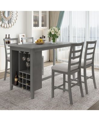 Streamdale 5-Piece Rubberwood Dining Set with Padded Chairs