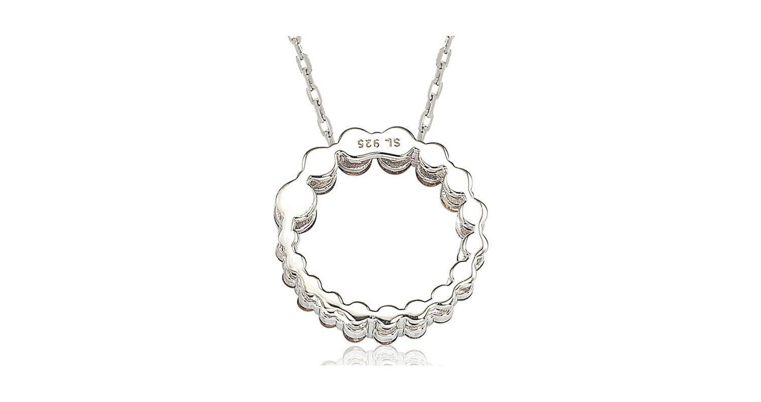 Suzy Levian Sterling Silver Cubic Zirconia Circle Journey Pendant Necklace