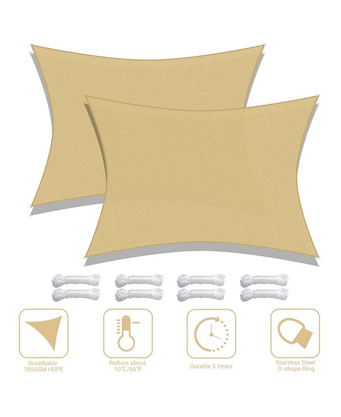 Yescom 19x13 Ft Rectangle HDPE Sun Shade Sail Canopy 97% UV Block ...