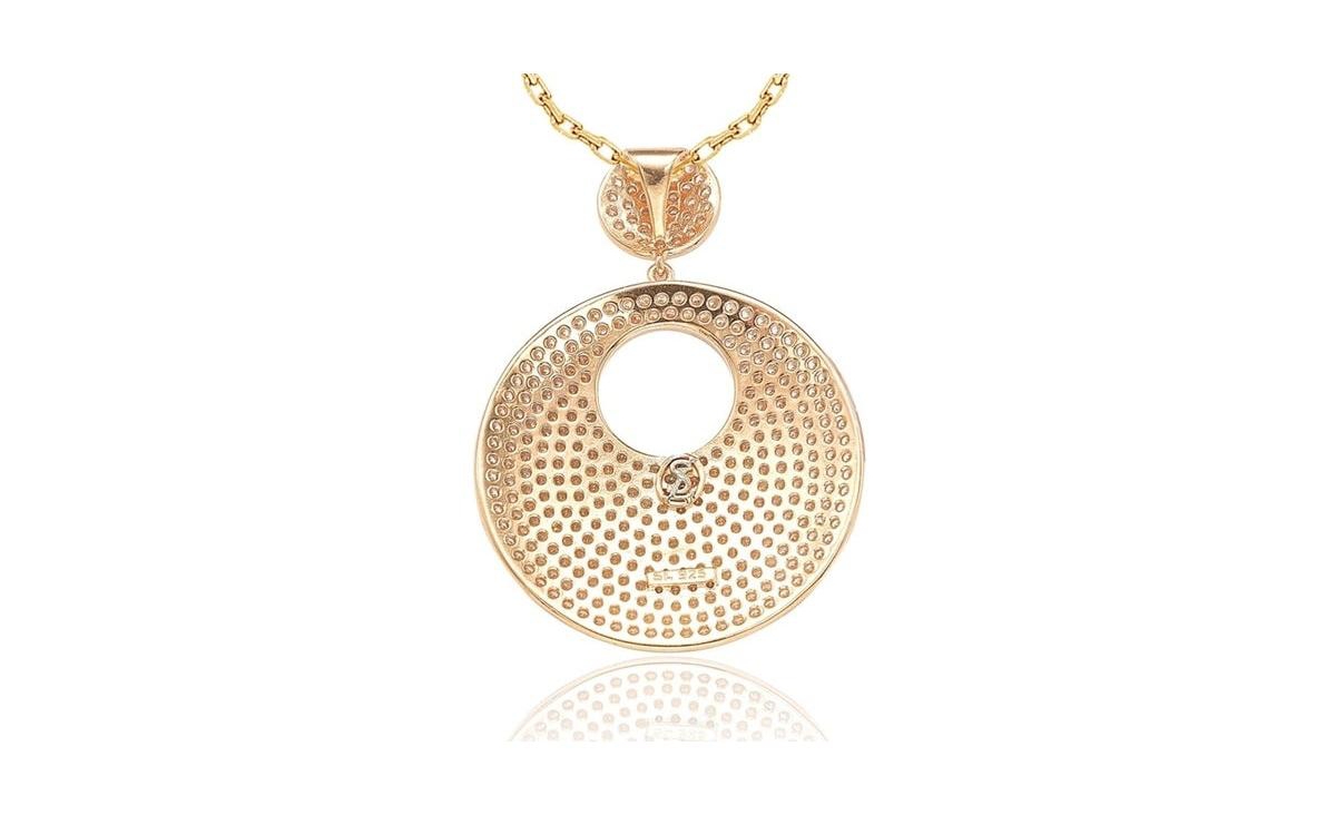 Suzy Levian New York Suzy Levian Sterling Silver Cubic Zirconia Pave Open Circle Large Disk Pendant Necklace