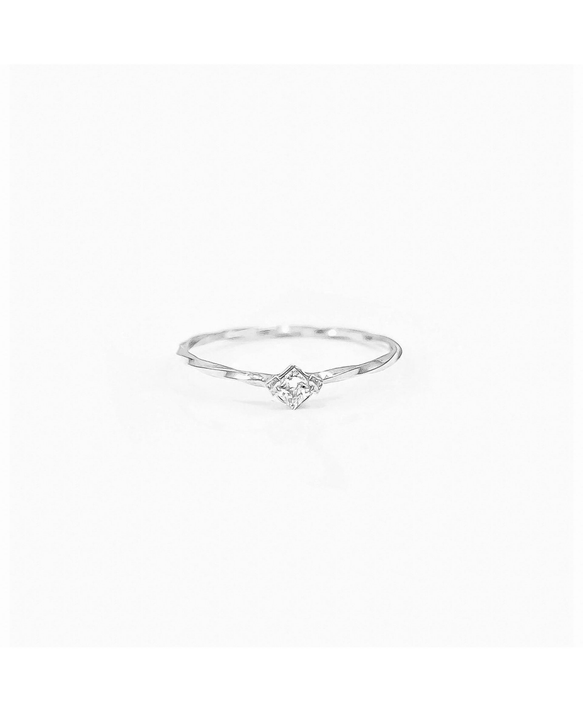Thin Crystal Solitaire Ring - Silver