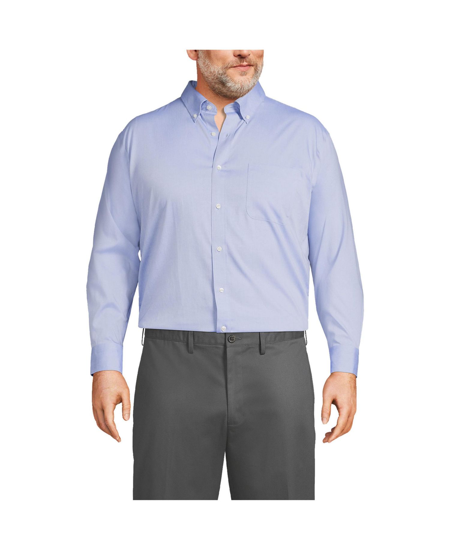 Men's Traditional Fit Solid No Iron Supima Pinpoint Button-down Collar Dress Shirt