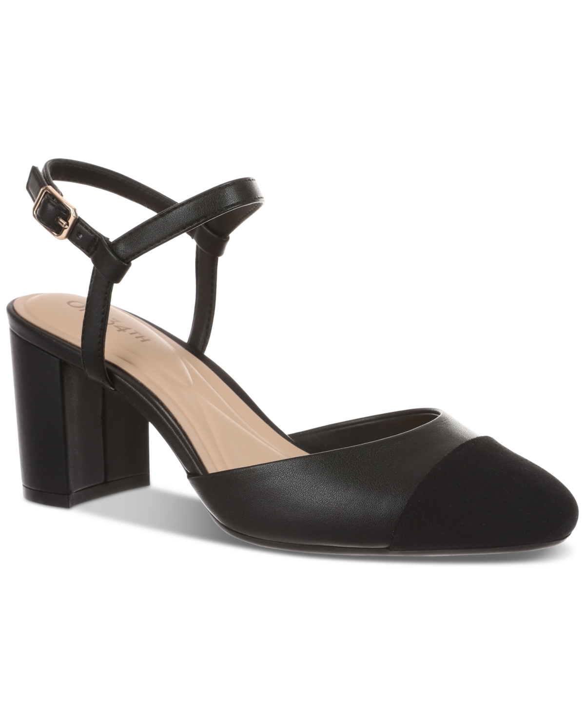 Women's Dotti Captoe Pumps, Created for Macy's - Nude/Black Smooth