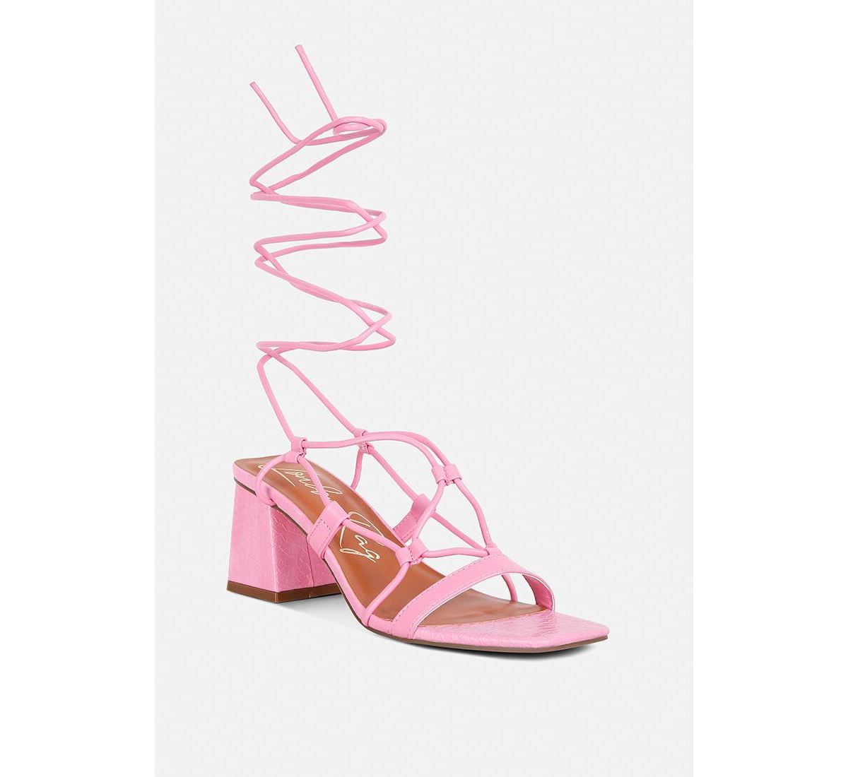 London Rag Provoked Lace Up Block Heeled Sandals