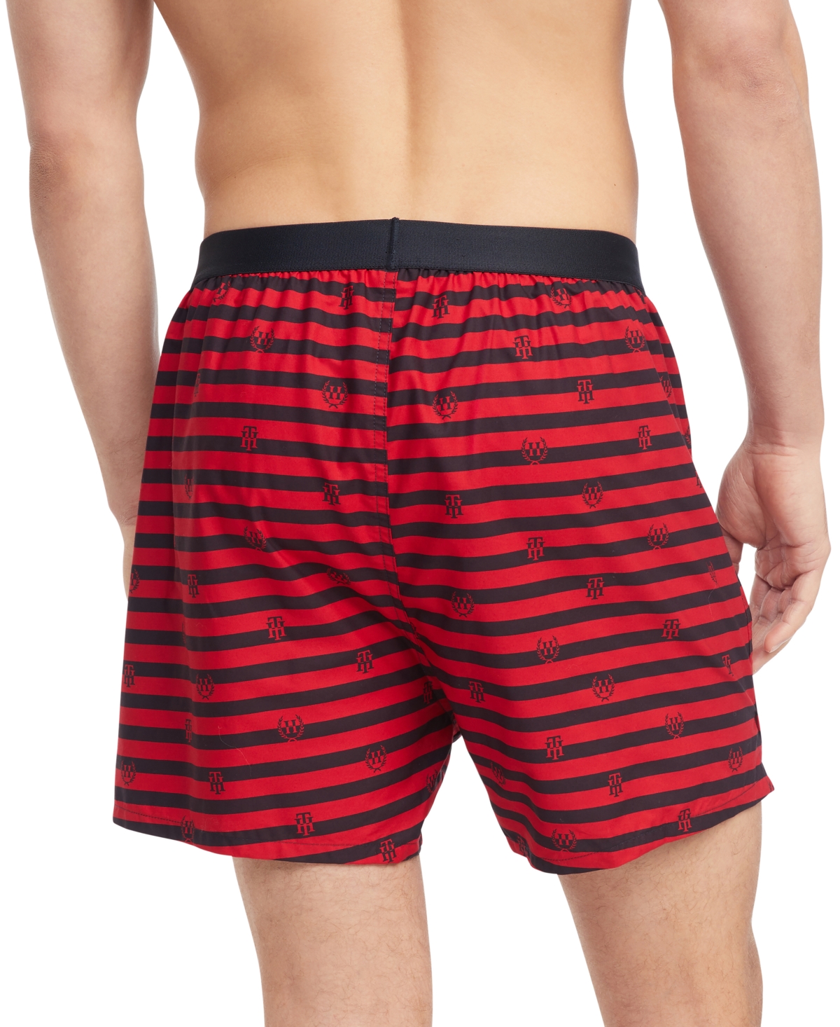 Shop Tommy Hilfiger Men's Striped Woven Boxers In Rogue