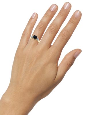 Onyx & Diamond (1/8 ct. t.w.) Heart Ring in 10k Gold