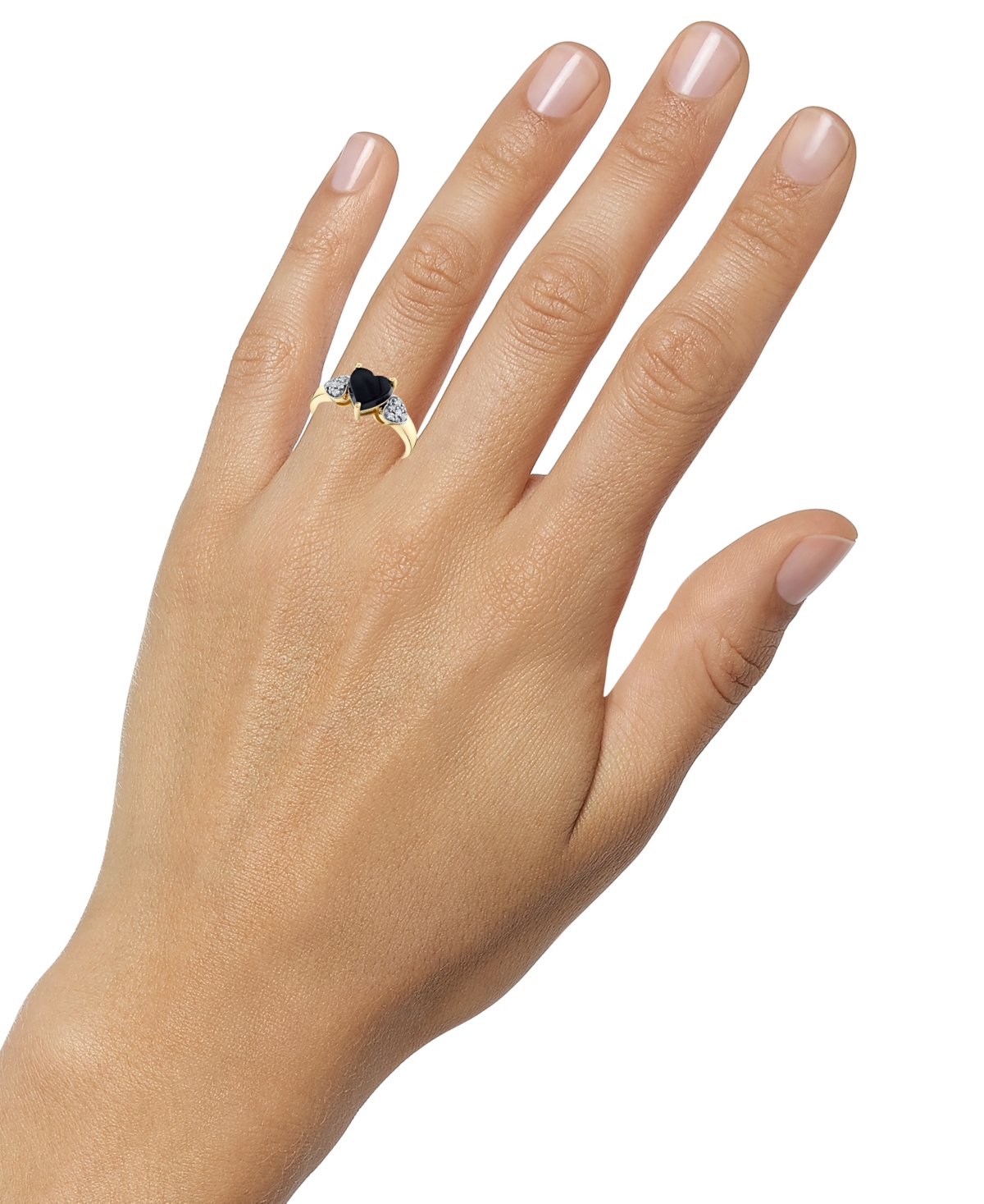 Onyx & Diamond (1/8 ct. t.w.) Heart Ring in 10k Gold