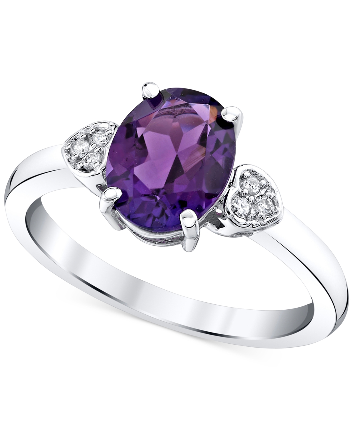Macy's Amethyst (1-3/4 Ct. T.w.) & Diamond Accent Oval Heart Ring In 10k White Gold