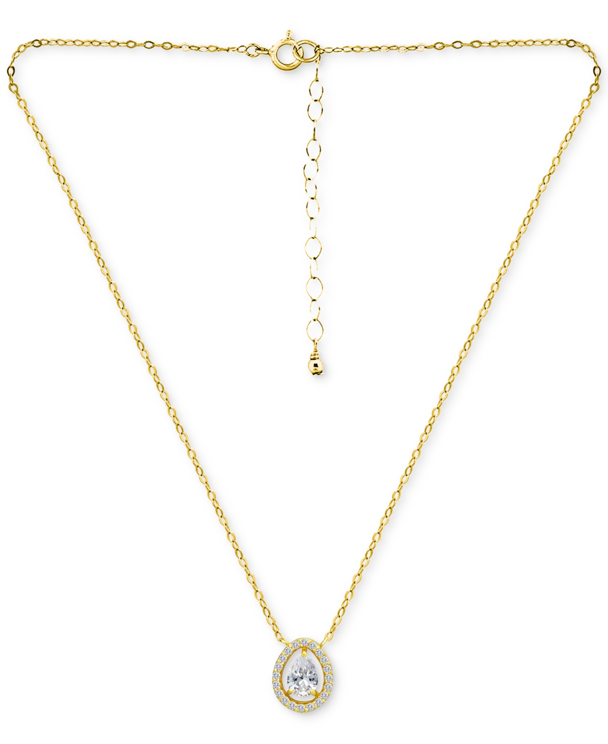 Giani Bernini Cubic Zirconia Pear Halo Pendant Necklace in 18kPlated Sterling Silver, 16