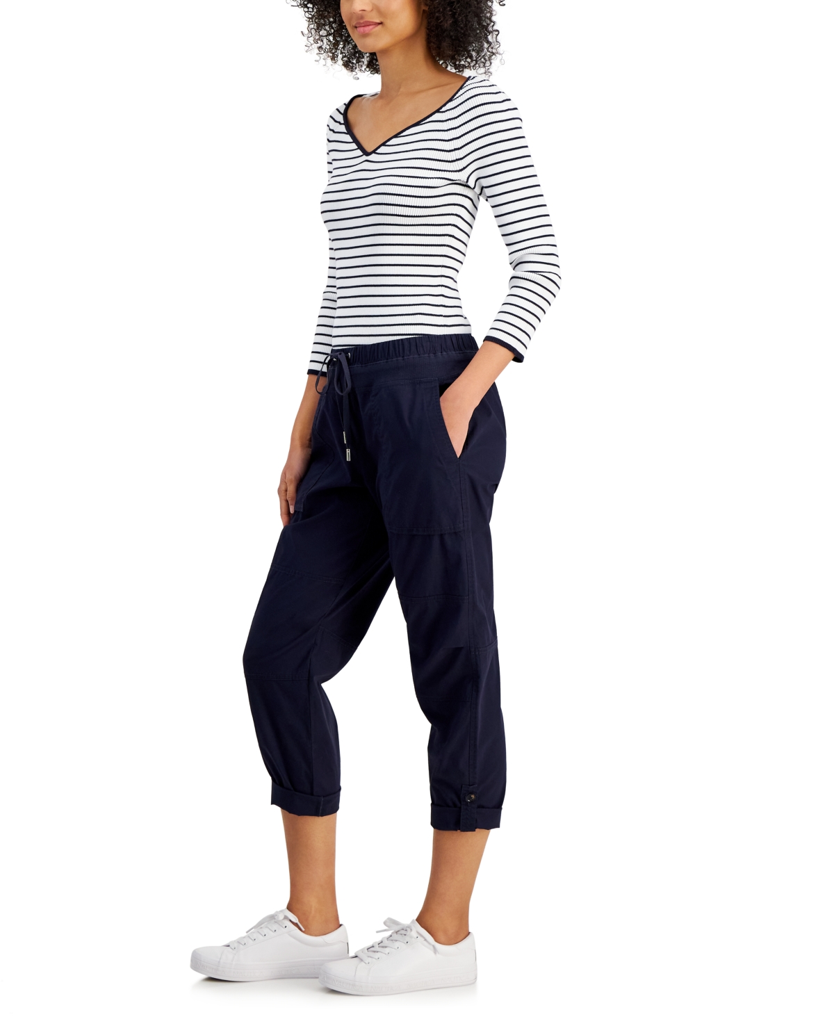 Nautica Jeans Women's Cotton Roll-tab Utility Pants