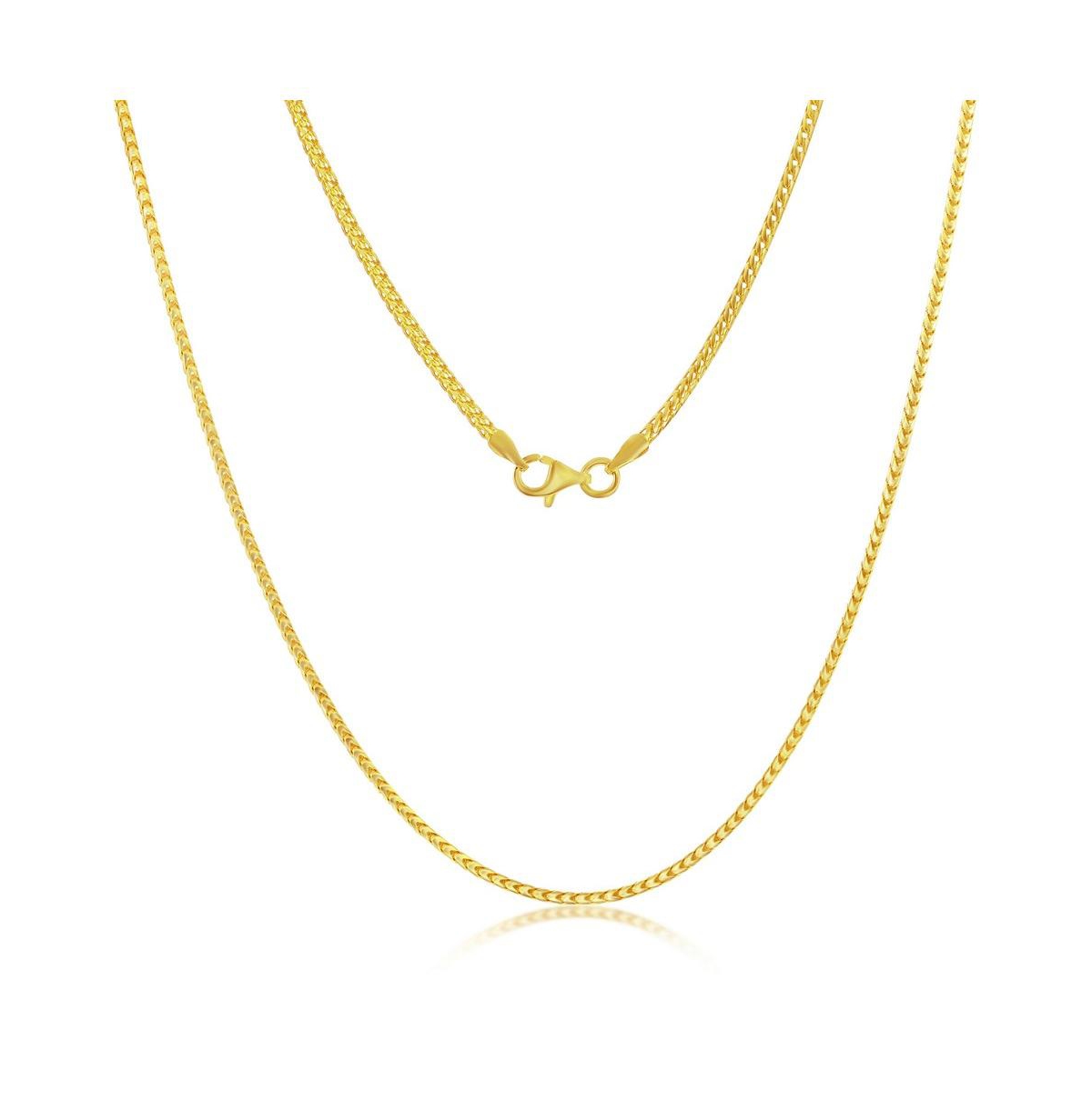 Franco Chain 1.5mm Sterling Silver or Gold Plated Over Sterling Silver 24" Necklace - Gold