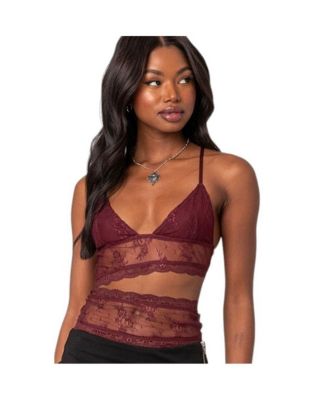 Women's Spice cut out sheer lace tank top