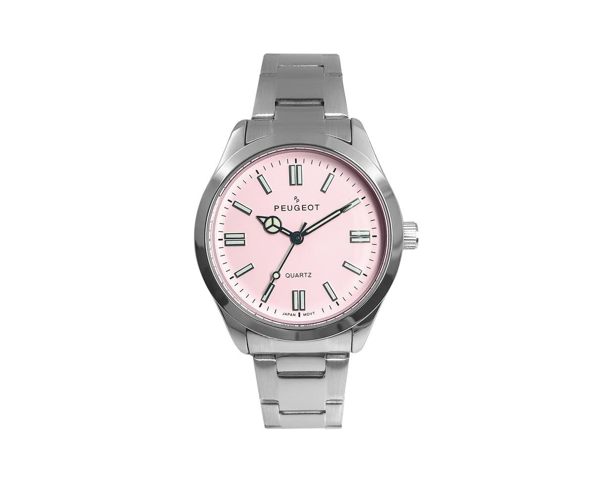 Women's 36mm Sport Watch with Pink Dial and Stainless Steel Bracelet - Silver