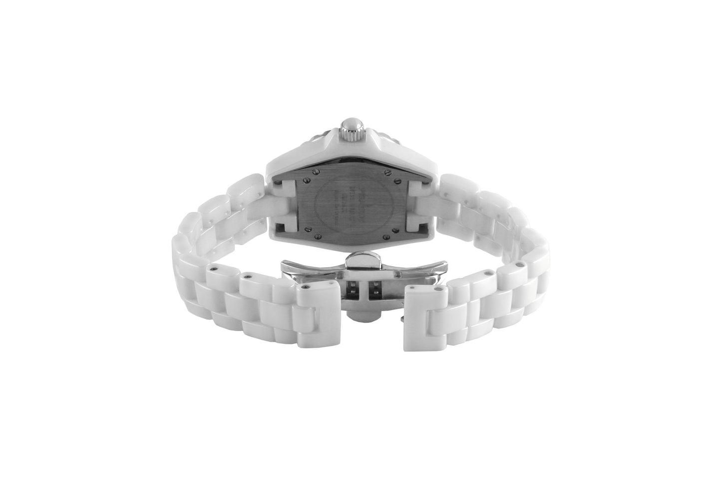 Женские часы Peugeot 36mm White Genuine Ceramic Strap Watch with Sport Bezel, цвет: Белый — фото 2