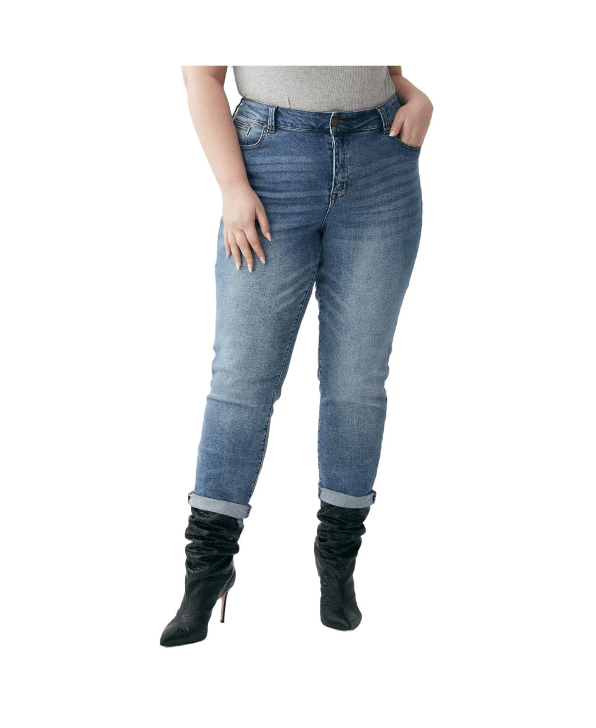 Plus Size Acela Boyfriend Jean - Destructed medium wash