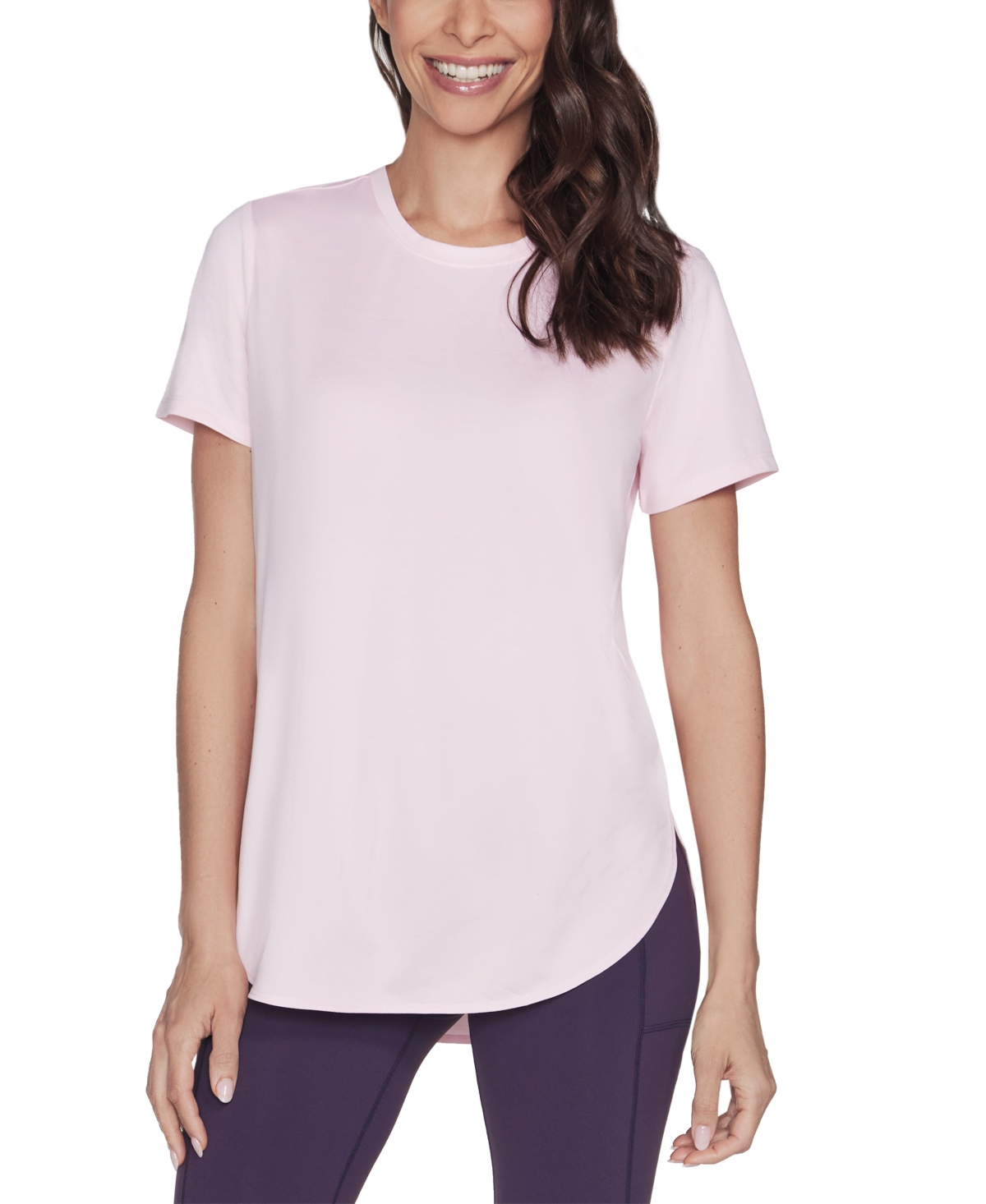 Shop Skechers Women's Active Go Walk Wear Go Dri Swift Tunic T-shirt In Fairy Tale,bright White