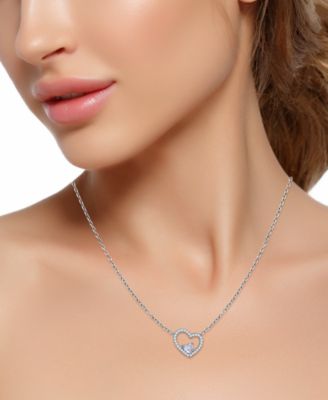 2-Pc. Set Cubic Zirconia Heart Pendant Necklace & Solitaire Stud Earrings, Created for Macy's