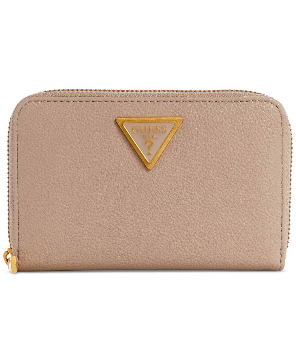 Shop Guess Cosette Small Zip Around Wallet In Taupe