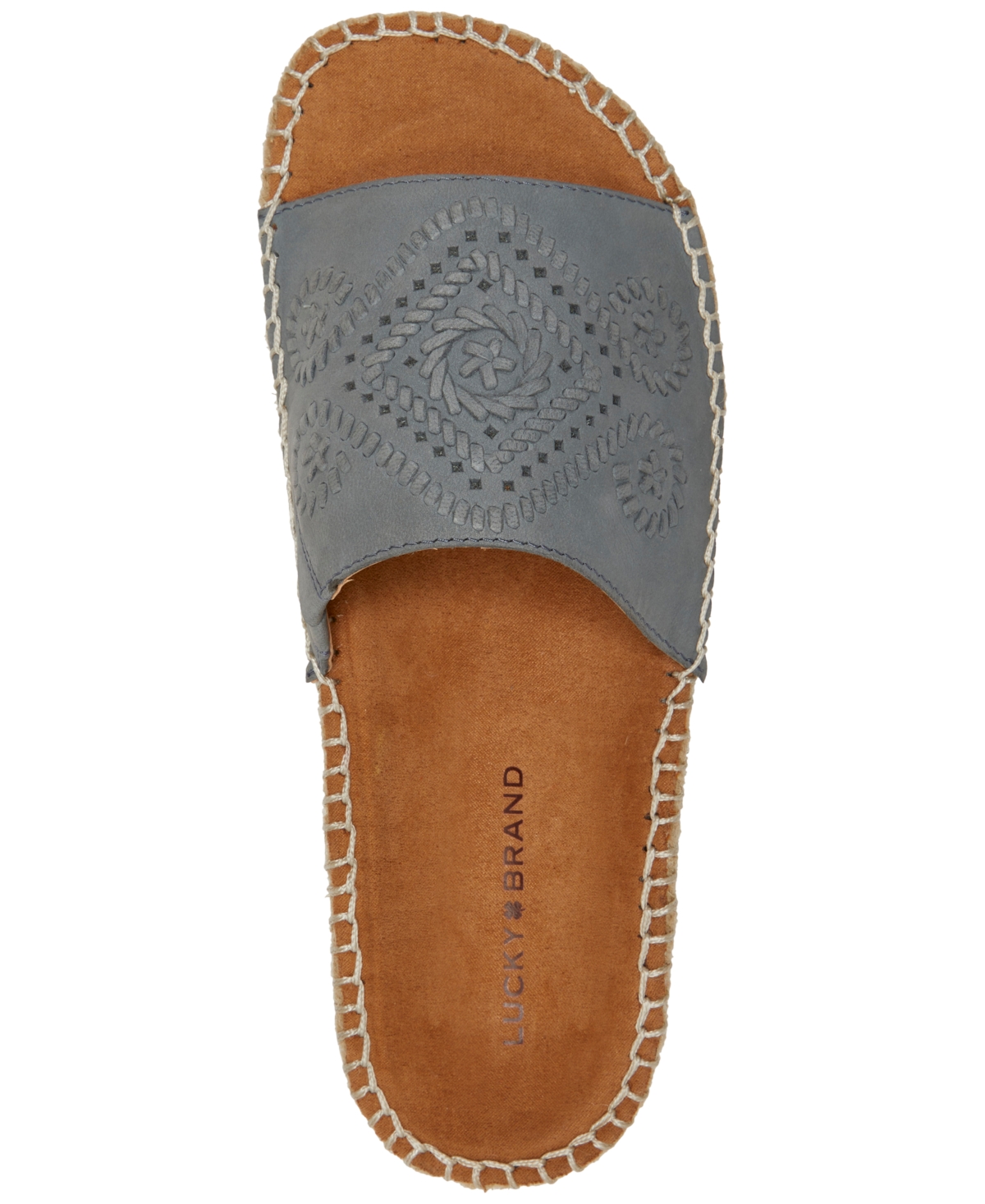 Shop Lucky Brand Women's Lemana Espadrille Flat Slide Sandals In Ash Blue Leather