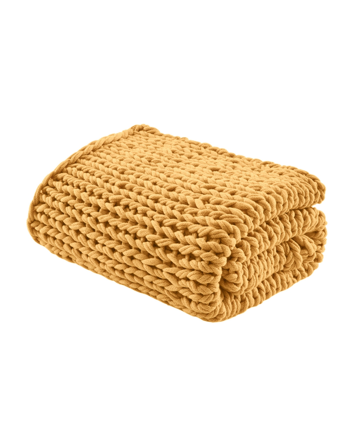 Madison Park Chunky-knit Handmade Throw, 50" X 60" In Yellow