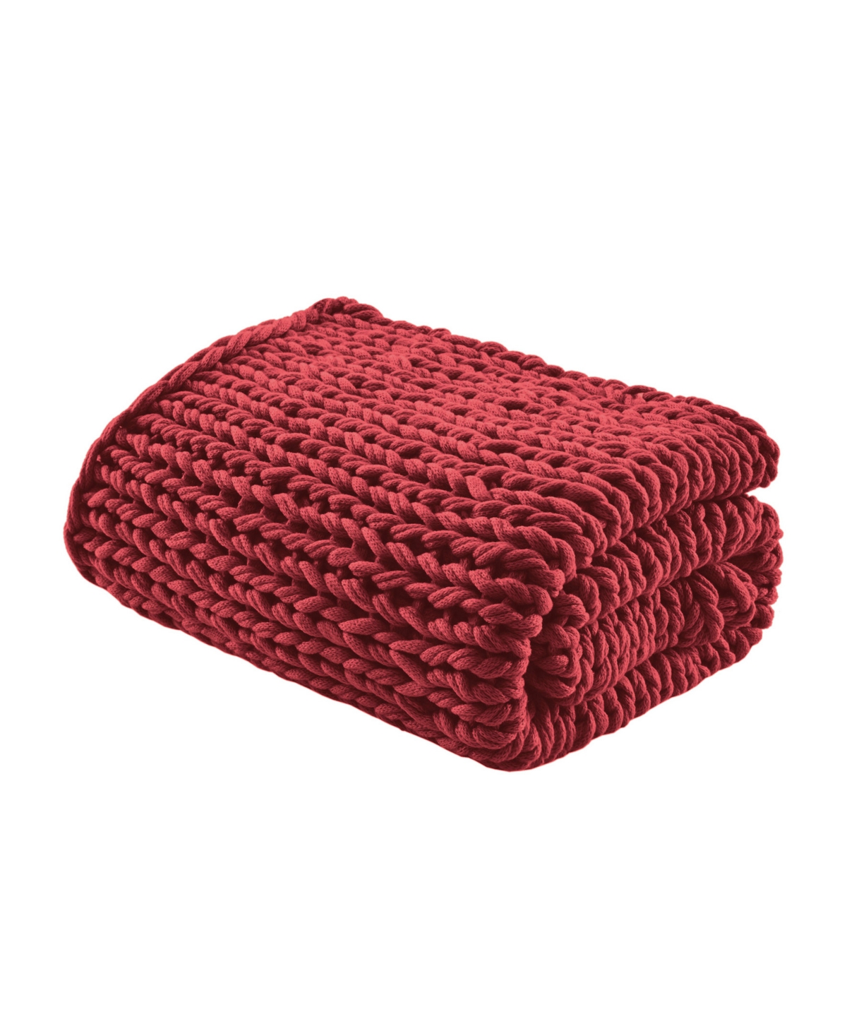 Madison Park Chunky-knit Handmade Throw, 50" X 60" In Red