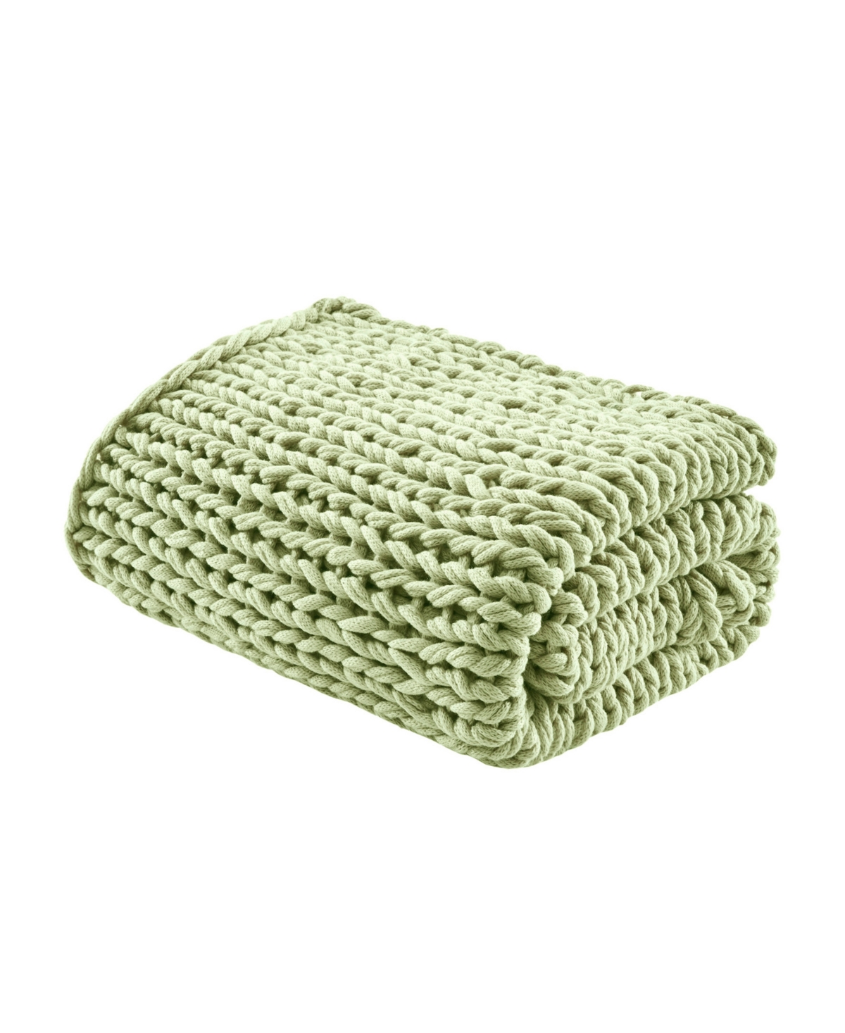 Madison Park Chunky-knit Handmade Throw, 50" X 60" In Sage Green