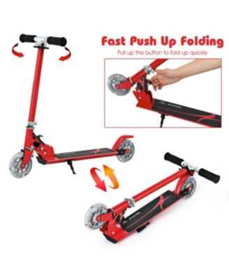 Folding Aluminum Kids Kick Scooter with LED Lights - Red