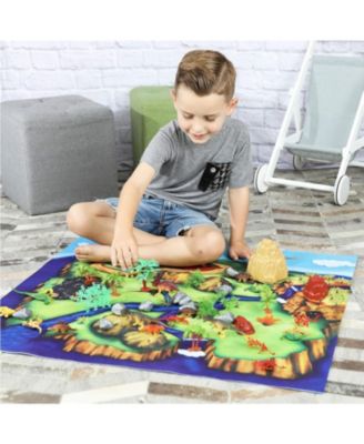 Dinosaur Play Set Dinosaur Toys Includes Dinosaur Figures, Trees, Rocks, PlayMat, And A Beautiful Container Create a Dino World Great Gift for Boys & Girls Ages 3,4,5,6, and Up UPDATED VERSION